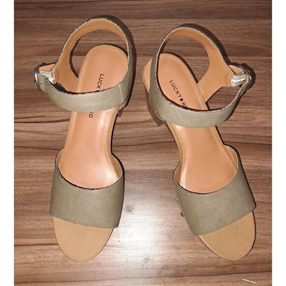 Lucky Brand‎ Sandals Size 9.5 Hashti Green Platform Sandal Platform Block Heel - Picture 1 of 7